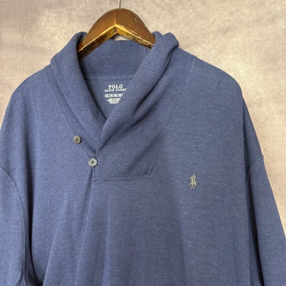 Polo Ralph‎ Lauren LS Luxury Jersey Shawl-Collar Pullover Men's XXL Navy Preppy